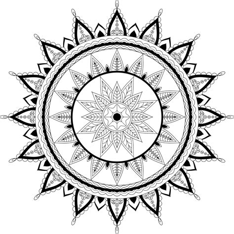 Mandala Circulaire Noir Et Blanc Isolé Sur Fond Blanc Page De Livre De