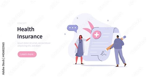 Doctor And Patient Characters Filling Calculating And Signing Health Insurance Contract Modern