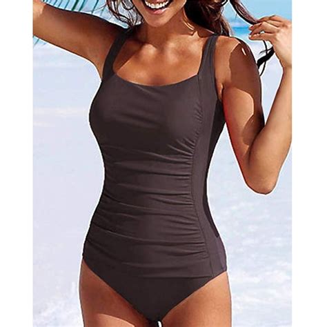 Womens One Piece Swimsuits Ruched Tummy Control Bathing Suits Walmart