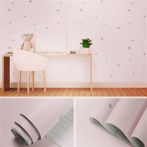 Jual Wallpaper Dinding Motif Bintang Pink Panjang 8meter X Lebar 45cm