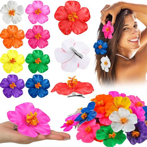 45 Pcs Hibiscus Flower Hair Clip Hawaiian Flowers Clips Bridal Wedding Party Beach Hair Clips