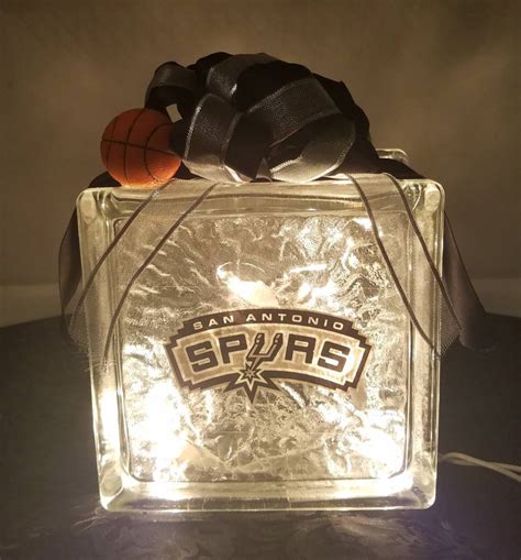 San Antonio Spurs Lighted Glass Block Nightlight Basketball Etsy