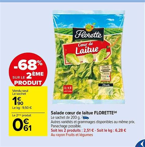 Offre Salade Cœur De Laitue Florette chez Carrefour Market