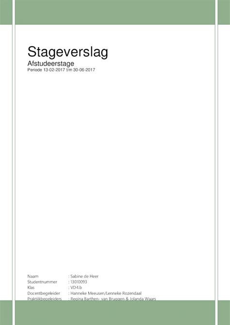 Pdf Stageverslag Portfolio Sabine De Heer In Dit