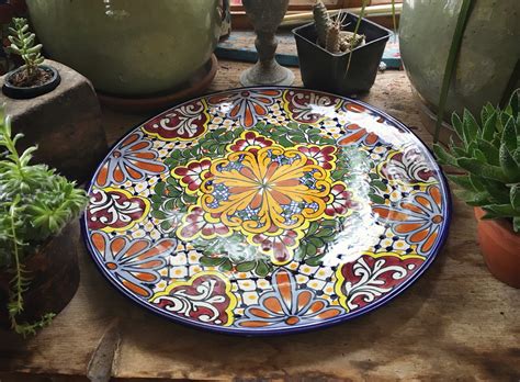 14 Diameter Talavera Plate Wall Hanging Mexican Pottery Rustic Decor