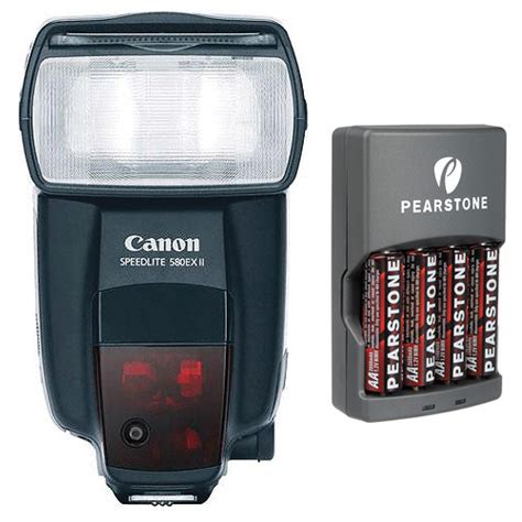 Canon 580EX II Speedlite E TTL II Shoe Mount Flash With 4x AA