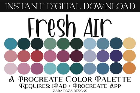 Fresh Air Procreate Color Palette Graphic By Zararozadesigns · Creative Fabrica