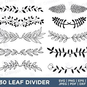 Leaf Divider Svg Greenery Vines Bundle Svg Png Floral Etsy