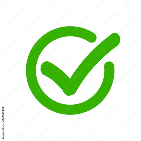 Vettoriale Stock Check Mark Vector Tick Green Icon In Circle Approved