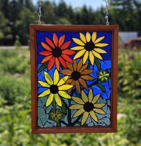 Sunflower Stained Glass Mosaic Panel Sunflowers Stained Glass