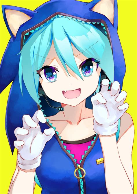 Hatsune Miku And Sonic The Hedgehog Vocaloid And More Drawn By