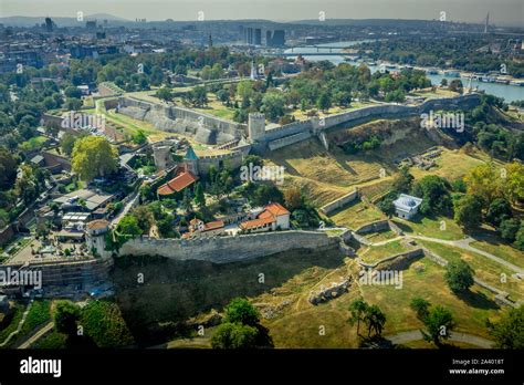 Aerial View Of The Belgrad Kalesi Damad Turbe Sahat Kula Clock Tower