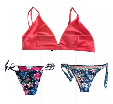 Bikini Mujer Nudos Xl Flores Y Corpiño Triangulo Conjunto Cuotas sin