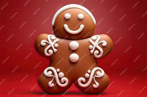 Premium Ai Image A Gingerbread Snowman On A Red Backdrop Vertical