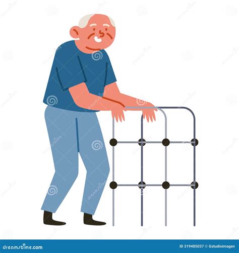 Senior Man In Using Walking Frame Stock Vector Illustration Of