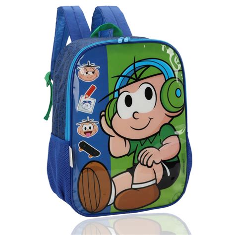 Bolsa Mochila De Costas Infantil Masculino Cebolinha Escolar Menino