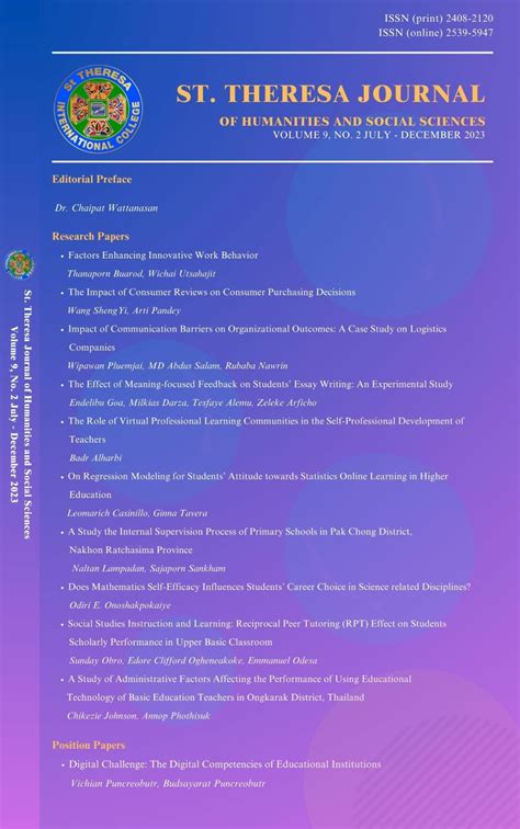 Vol 9 No 2 2023 St Theresa Journal Of Humanities And Social