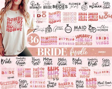 Groovy Bride Svg Png Bundle Retro Bridal Party Svg Wedding Svg Bridesmaid Svg Bride Team Svg