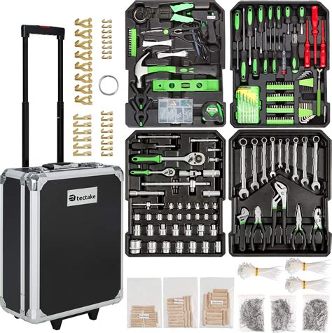 TecTake Suitcase Trolley Tool Set 799 Parts Aluminium Trolley Tool