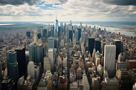 Panorama Du Centre Ville De New York City Manhattan Avec Gratte Ciel