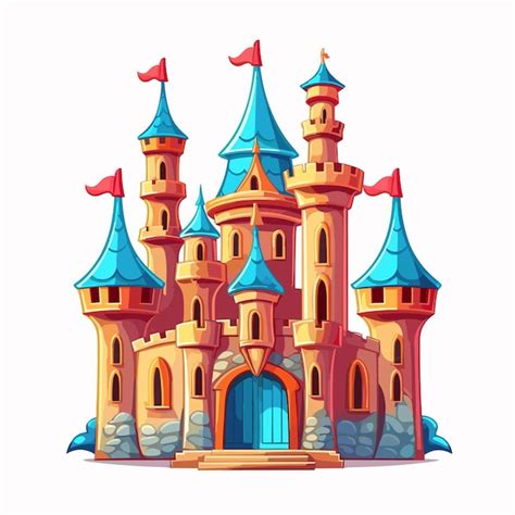 Premium Vector Medieval Castle Cartoon Fairytale Castle Hand Drawn Design