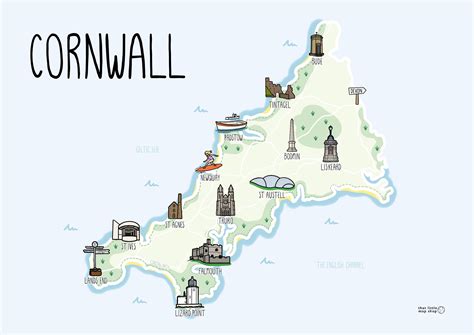 Illustrated Map Of Cornwall Cornwall Map Cornwall 44 Off