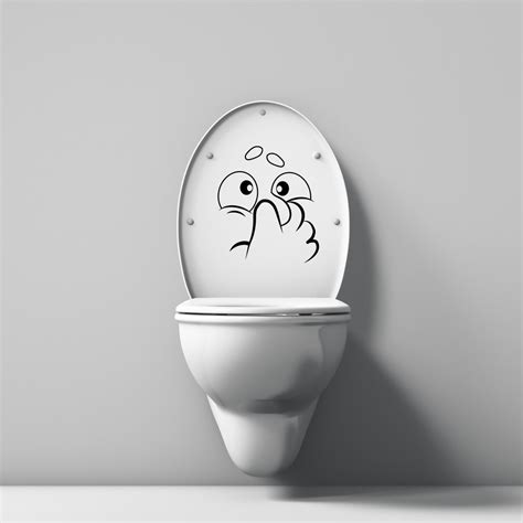 Toilet Lid Decal Sticker Funny Face With Closed Nose For Toilet Cover