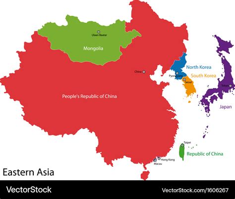 Eastern asia map Royalty Free Vector Image - VectorStock