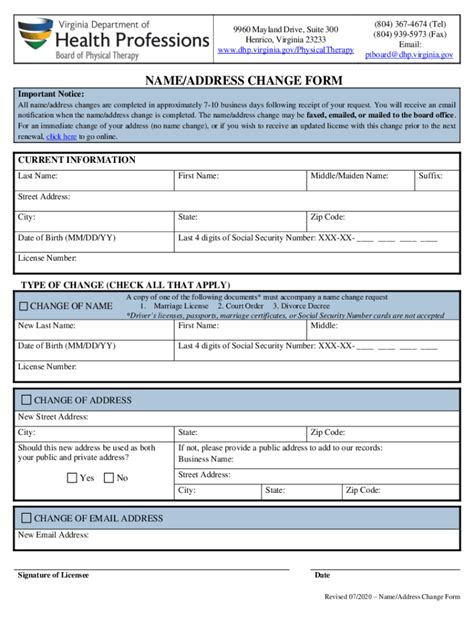 Fillable Online Name Address Change Form Name Address Change Form Fax