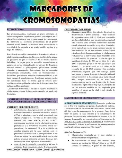 Marcadores De Cromosomopatias JOHAN JOSE CORNET SIBADA UDocz