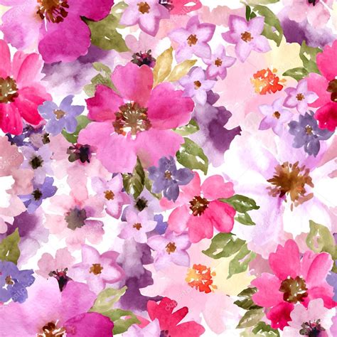 Beautiful Seamless Floral Pattern Watercolor Painting Stock Vector