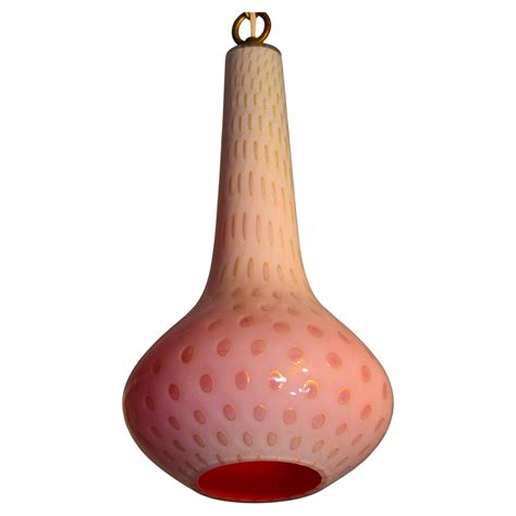 Signed Murano Glass Pendant Lamp By Alfredo Barbini Italy 1970s At