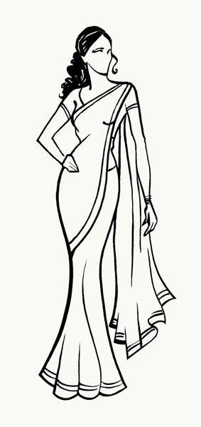 Sareeindian Girl Coloring Page Fashion Design Drawings Fashion