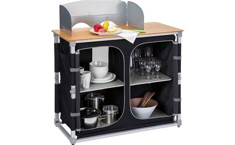 BERGER Deluxe Campingküche Campingschrank faltbar mit 4 Staufächer