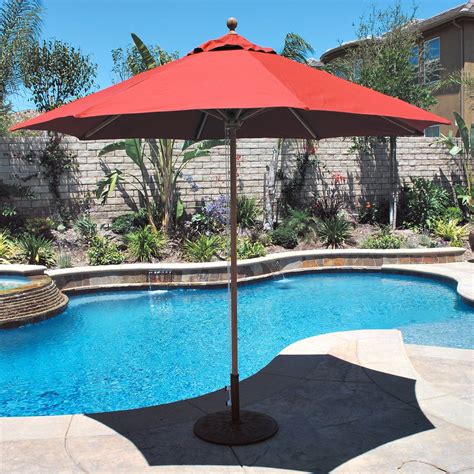 Galtech 9 Ft Designer Teak Sunbrella Patio Umbrella Patio Umbrella Pool Umbrellas Sunbrella