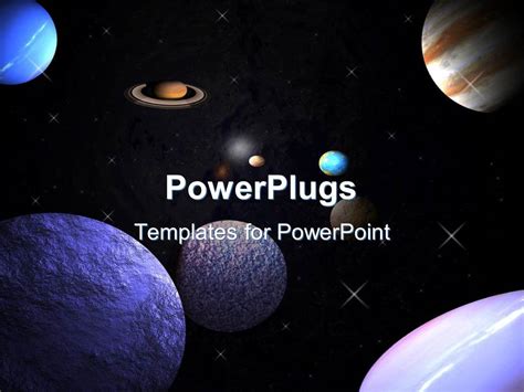 PowerPoint Template: planets in space with stars orbiting (30401)