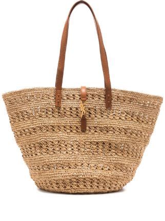 Saint Laurent Crochet Raffia Tote Bag Neutrals FARFETCH