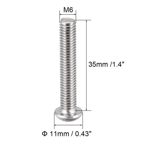 Uxcell M6x35mm Machine Screws Hex Socket Round Head Screw 304 Stainless Steel Fasteners Bolts