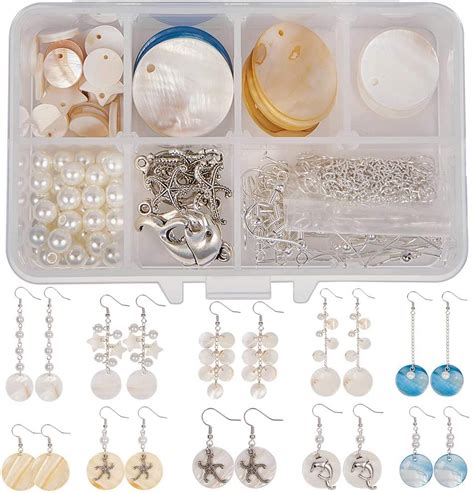 SUNNYCLUE 1 Box DIY 10 Pairs Natural White Sea Shell Drop Dangle