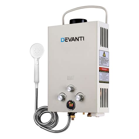 Devanti Outdoor Gas Hot Water Heater Portable Camping Shower 12v Pump Grey Shop Australia