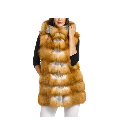 Long Red Fox Fur Vest FurSource