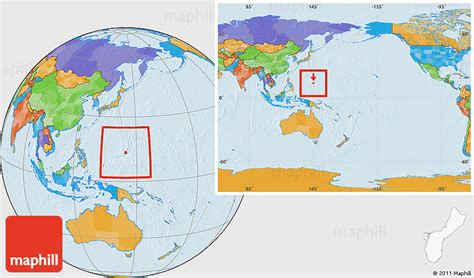 Political Location Map Of Guam Within The Entire Continent