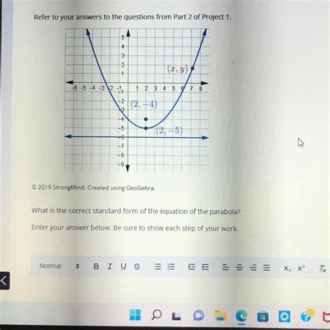 Help Geometry Project Parabolas Part Brainly