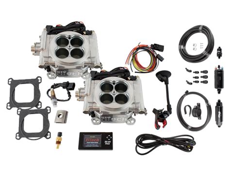 Fitech 31061 Go Efi 2x4 System Master Kit W Inline Fuel Pump Aluminum Finish