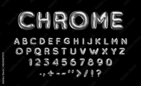 D Chrome English Alphabet Bubble Letters Numbers And Symbols With