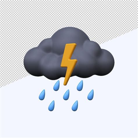 Premium Psd 3d Weather Forecast Icon Thunderstorm And Rain