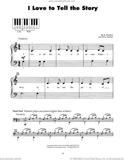 I Love To Tell The Story Sheet Music For Piano Solo 5 Fingers