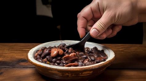 Dando Uma Colherada De Feijoada Comida Tradicional Brasileira