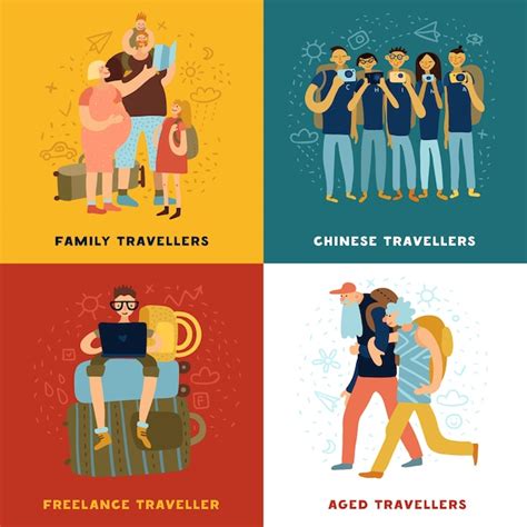 Ícones de conceito de dicas de viagem definidos símbolos de viagens