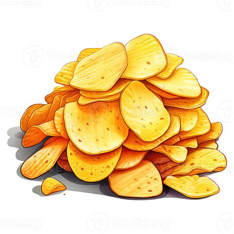 Crunchy And Delicious Fried Potato Chips Clipart Cartoon Illustration Of Tasty Fast Food Snack